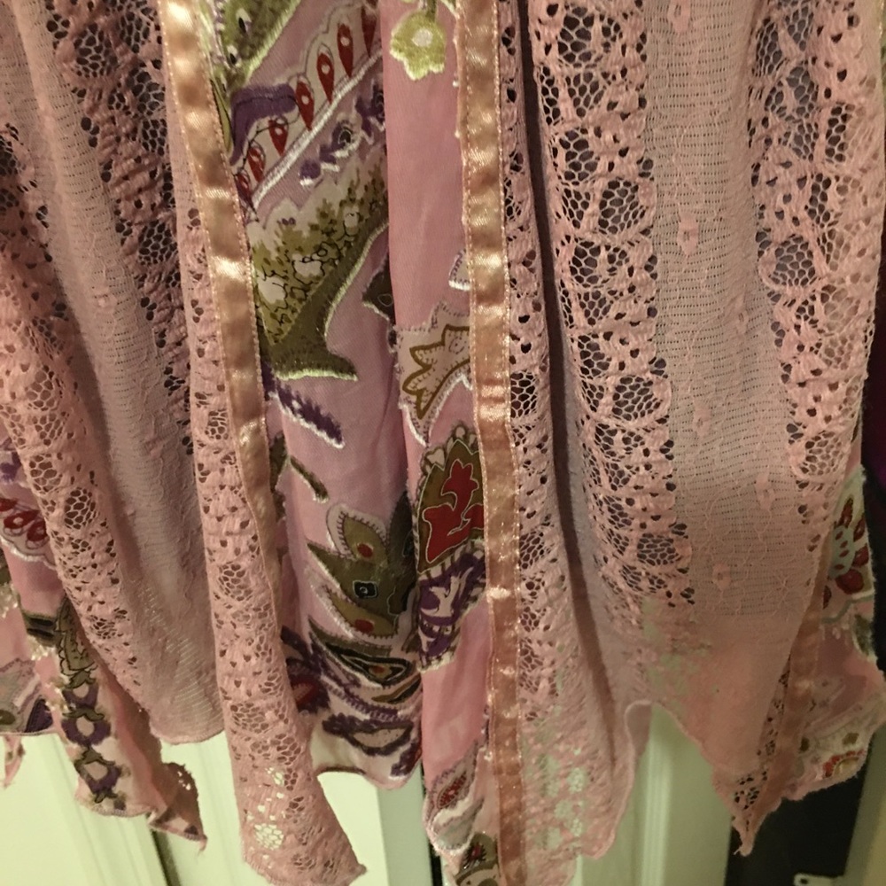 Mauve pink lavender lace velvet short dress - Picture 6 of 8